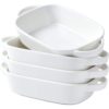 Bruntmor Set Of 4 Ceramic 9x5 Baking Dish Oven Safe Roasting Pan Small Casserole Bakeware with Handle Rectangular Dish