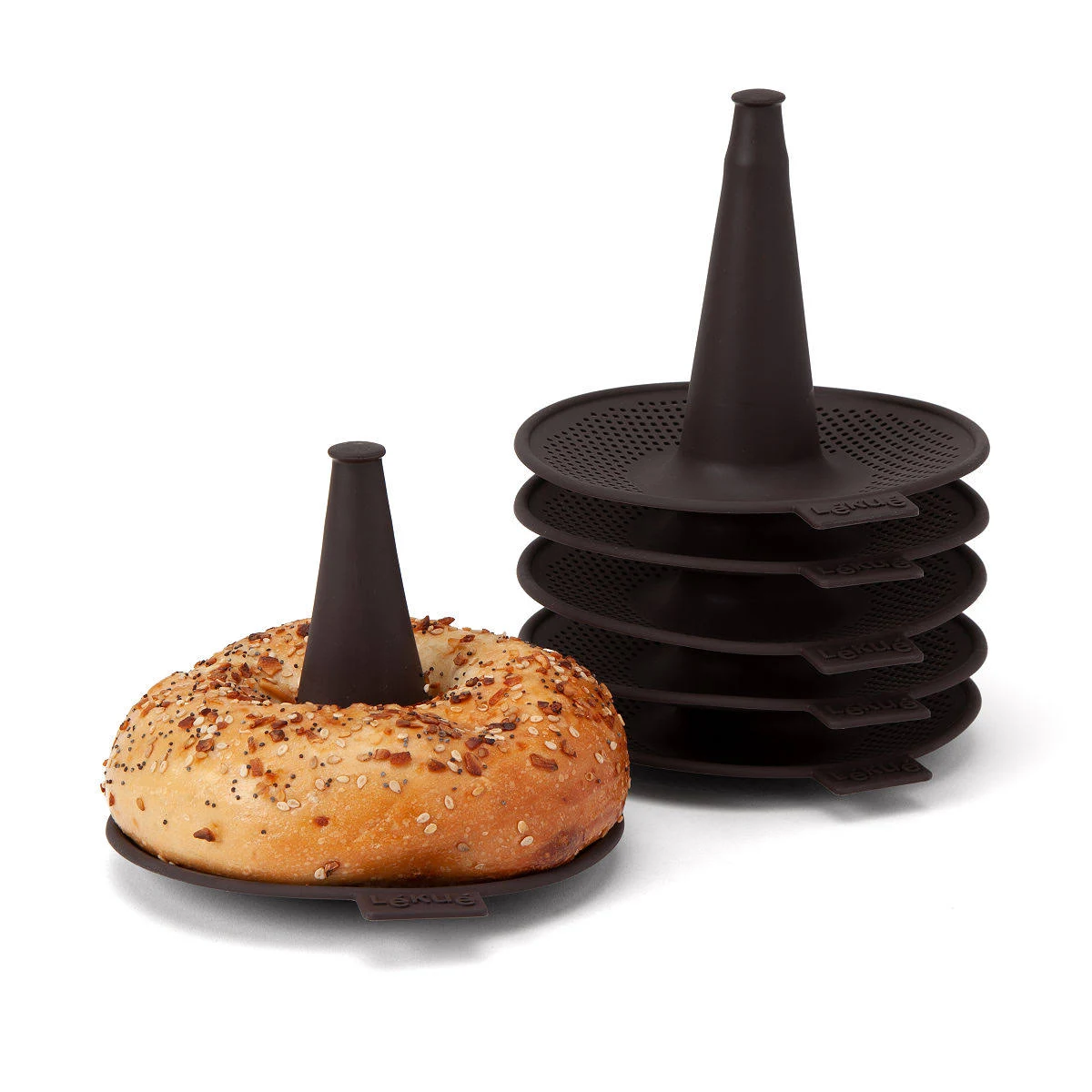 Lekue Bagel Maker with 6 Individual Molds Brown