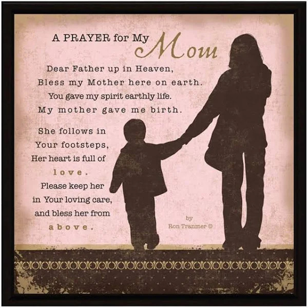Mom Prayer Wood Framed Plaque Inspiring Quote 7.5”x7.5” - Square Frame Wall  & Tabletop Decoration, Easel & Hanging Hook